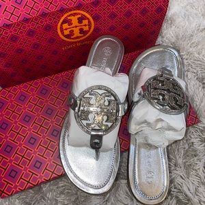 Tory Burch Miller Silver Metallic Sandal